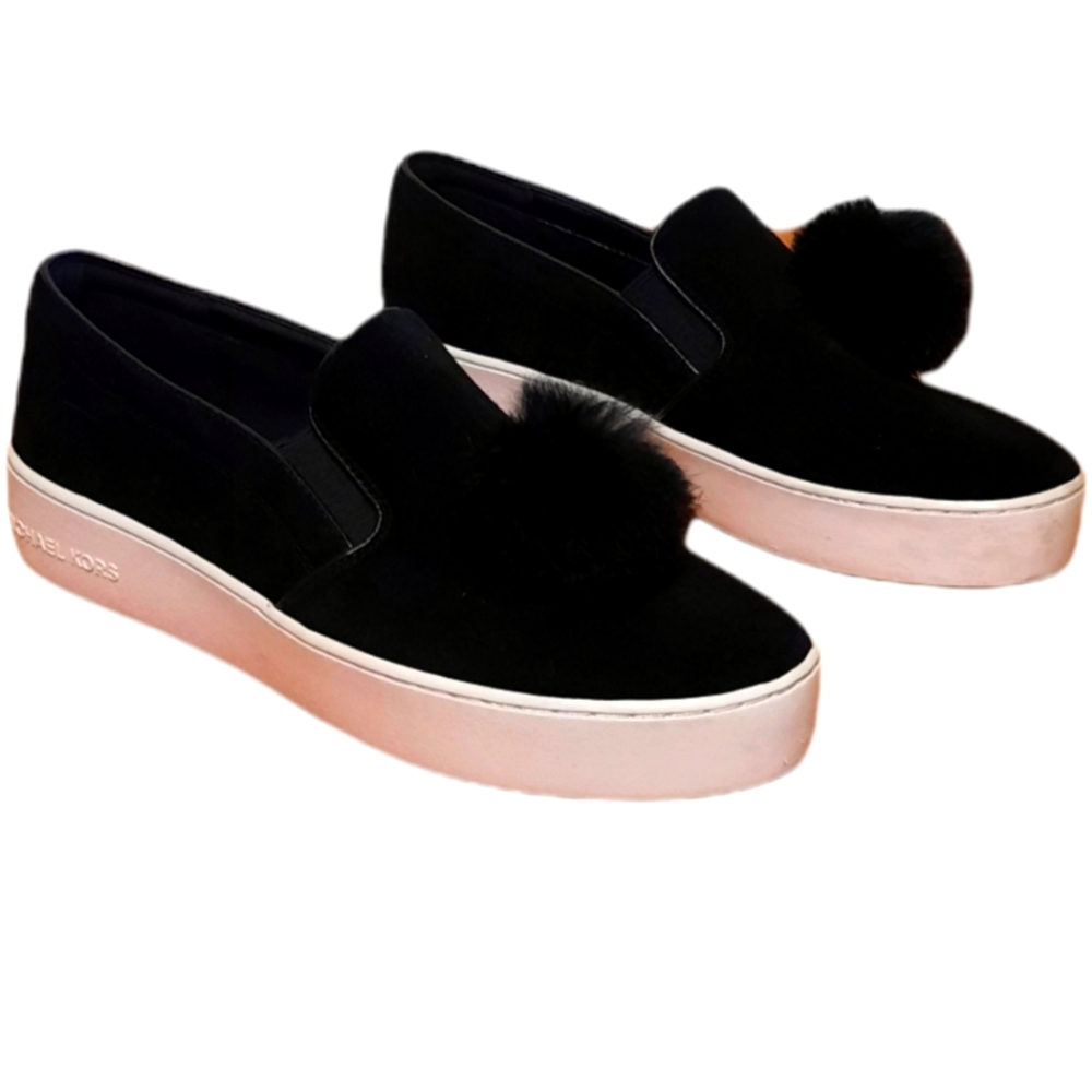 Michael Kors Women's Black pom pom suede woman  Shoes sneakers  Size 8